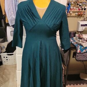 Elegant Teal Long Sleeve Dress